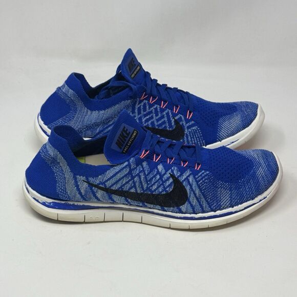 Nike Free 4.0 Flyknit Sneakers Womens 12 Blue Running Shoes Racer Barefoot - Picture 3 of 16